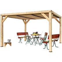 Pergola Veneto - 3,40 x 3,12 m - Sapin du Nord Contrecollé - Ventelles Mobiles sur le Toit - Habrita