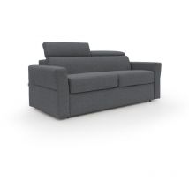 Divani.store - Avalon Canapé lit matelas H18 cm de haut en tissu imperméable T03 180 cm (120x197) anthracite