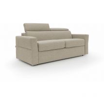 Divani.store - Avalon Canapé lit matelas H18 cm de haut en tissu imperméable T03 200 cm (140x197) beige