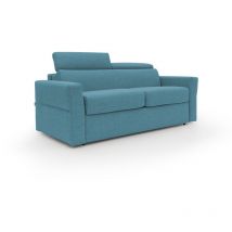 Divani.store - Avalon Canapé lit matelas H18 cm de haut en tissu imperméable T03 180 cm (120x197) bleu ciel