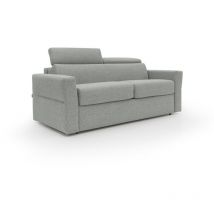 Divani.store - Avalon Canapé lit matelas H18 cm de haut en tissu imperméable T03 180 cm (120x197) gris clair