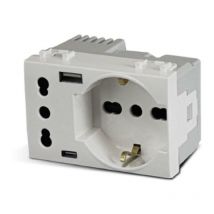 AVE - presa schuko+ita+usb a/c domus 3m 44109015usb