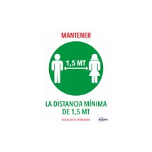 Señal Adhesiva Avery Mantener Distancia Minina De 1,5 Mt Din A4 Resistente A Los Rayos Uv Pack De 2 Unidades