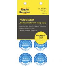 Zweckform 6990-2025 Prüfplakette Blau Folie selbstklebend (ø) 30 mm 30 mm 80 St. - Avery
