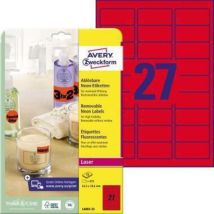 Avery Zweckform - Etikett L6003-25 63,5x29,6mm Neonrot 675 St./pack.