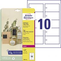 Avery-Zweckform T3001-10 Étiquettes pour pendentif 90 x 50 mm Polyester blanc 100 pc(s) colle temporaire imprimante las