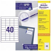 Universaletikett ultragrip 48,5 x 25,4 mm (B x H) nicht wieder ablösbar Papier weiß 4.000 Etik./Pack.