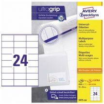 Avery Zweckform - Universaletikett Ultragrip 70 X 36 Mm (b X H) Nicht Wieder Ablösbar Papier Weiß 5.280 Etik./pack.