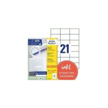 Avery Zweckform - Universaletikett ultragrip 70 x 42,3 mm (b x h) nicht wieder ablösbar Papier weiß 4.620 Etik./Pack.