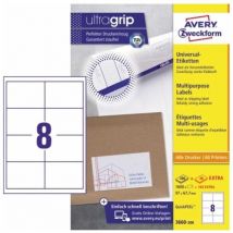 Avery Zweckform - Universaletikett ultragrip 97 x 67,7 mm (b x h) nicht wieder ablösbar Papier weiß 1.760 Etik./Pack.