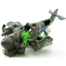 Avion azur, 35 x 25 x 18 cm, décoration aquarium. Animallparadise