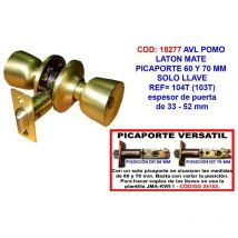 Pomo laton mate picaporte 60 y 70 mm solo llave 104t - AVL