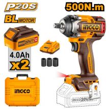 Ingco - avvitatore a impulsi 500Nm 1/2 con 2 batterie 4AH CIWLI2050