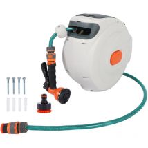 Avvolgitubo Avvolgitubo 20m+2m Tubo per irrigazione da giardino a parete Girevole a 180° Ritrazione automatica e pistola per irrigazione 8 modalità