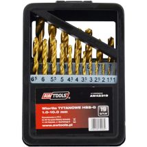 Awtools wiertła do metalu hss-g tytan komplet 19elem. /1,0-10,0mm/
