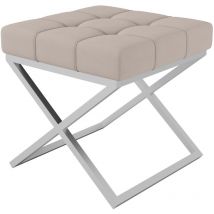 Ax Living 1 Stk. Polster Hocker Pitinio 45 Cm Creme Chrom-gestell