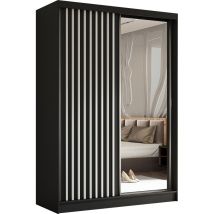 Ax Living Cabinio Kleiderschrank Schwarz Mit Spiegel 150cm Weiß Lamell
