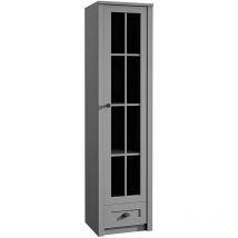 Ax Living Vitrine Glas Palmano W1s – 50 Cm Breit, Landhausstil Grau
