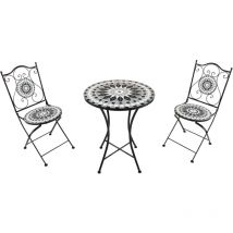 AXI - Am lie Table et Chaise Bistrot, 2 Chaises 1 Table, Ensemble Bistro Ext rieur Mosaique Noir/Blanc - Salon de Jardin Bistrot, Table Bistrot