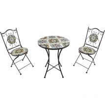 AXI - Amélie Table et Chaise Bistrot, 2 Chaises 1 Table, Ensemble Bistro Extérieur Autentique - Salon de Jardin Bistrot, Table Bistrot Mosaique pour