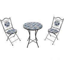 AXI - Amélie Table et Chaise Bistrot, 2 Chaises 1 Table, Ensemble Bistro Extérieur Bleu Delfts - Salon de Jardin Bistrot, Table Bistrot Mosaique pour