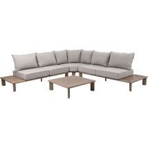 AXI Avery Salon de Jardin, Angle, Table Basse, Aspect Bois, Beige Salon de jardin avec table - Structure en aluminium thermolaqué - 5 personnes