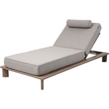 Blake Bain de Soleil Aspect Bois/Beige Structure en aluminium thermolaqu - Dossier 6 positions Transat jardin et coussin de t te en ol fine