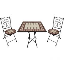 AXI - Camilla Table et Chaise Bistrot, 2 Chaises 1 Table, Ensemble Bistro Extérieur, Mosaique Vin Rouge - Salon de Jardin Bistrot, Table Bistrot pour