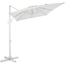Coco Parasol D port Blanc/Beige - Parasol D port Rectangulaire 200x300 cm - Parasol Pied D port , structure aluminium - Rotation 360 - Parasol