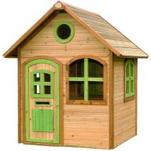 Holz Kinderspielhaus Julia inkl. 4 Fenster und Bullauge Natur 120x118x174 cm - AXI