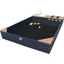 Kelly bac sable en bois avec banc et jeux de cuisine avec vier Bac sable pour enfants en anthracite et brun 180 x 115 cm - AXI