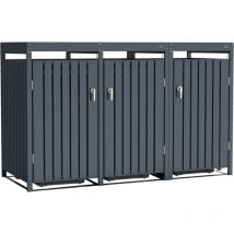 Leon Cache Poubelle M tallique Anthracite/Jardini re - Abri poubelle pour 3 conteneurs - Max. 240L - Abri Poubelle Ext rieur avec Excellente