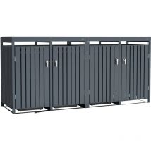 Leon Cache Poubelle Métallique Anthracite/Jardinière - Abri poubelle pour 4 conteneurs - Max. 240L - Abri Poubelle Extérieur avec Excellente