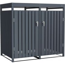 Leon Cache Poubelle M tallique Anthracite/Jardini re - Abri poubelle pour 2 conteneurs - Max. 240L - Abri Poubelle Ext rieur avec Excellente