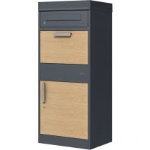 Levi Bo te Colis en m tal anthracite/imitation bois avec jardini re Bo te aux Lettres pour Colis avec cl Boite aux Lettre Colis 50,6 x 38,3 x 117