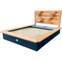 Lina Bac sable en bois, bac sable avec bassin et paroi de jeu Bac sable avec paroi de jeu quip e d'entonnoirs et de tablettes Livr avec