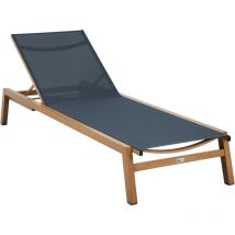 Logan Bain de Soleil en aspect bois / anthracite Transat Jardin avec structure en aluminium r glable en 5 positions Chaise longue pour l'ext rieur /
