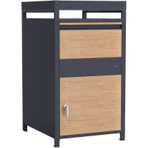 Louis Bo te Colis en m tal anthracite/effet bois avec jardini re Bo te aux Lettres pour Colis avec cl Boite aux Lettre Colis 68 x 80 x 124 cm - AXI
