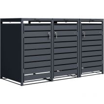 Lucas Cache Poubelle M tallique Anthracite - Abri poubelle pour 3 conteneurs - Max. 240L - Abri Poubelle Ext rieur avec Excellente Ventilation - AXI