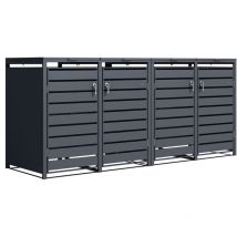 Lucas Cache Poubelle M tallique Anthracite - Abri poubelle pour 4 conteneurs - Max. 240L - Abri Poubelle Ext rieur avec Excellente Ventilation - AXI
