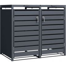 Lucas Cache Poubelle Métallique Anthracite - Abri poubelle pour 2 conteneurs - Max. 240L - Abri Poubelle Extérieur avec Excellente Ventilation - AXI