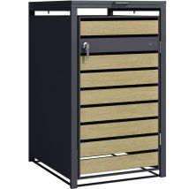 Lucas Cache Poubelle M tallique Anthracite/Aspect Bois - Abri poubelle pour 1 conteneur - Max. 240L - Abri Poubelle Ext rieur avec Excellente