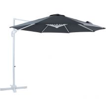 Marisol Parasol D port Blanc/Gris - Parasol D port Rectangulaire 300cm - Parasol Pied D port , structure aluminium - Rotation 360 - Parasol