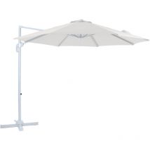 Marisol Parasol Déporté Blanc/Beige - Parasol Déporté Rectangulaire ø 300cm - Parasol Pied Déporté, structure aluminium - Rotation 360 - Parasol