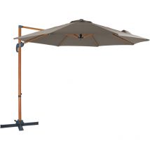Marisol Parasol D port Aspect bois/taupe - Parasol D port Rectangulaire 300cm - Parasol Pied D port , structure aluminium - Rotation 360