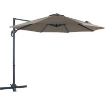 Marisol Parasol Déporté Anthracite/Taupe - Parasol Déporté Rectangulaire ø 300cm - Parasol Pied Déporté, structure aluminium - Rotation 360 - Parasol