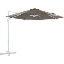 Marisol Parasol D port Blanc/Taupe - Parasol D port Rectangulaire 300cm - Parasol Pied D port , structure aluminium - Rotation 360 - Parasol