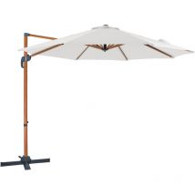 Marisol Parasol Déporté Aspect bois/beige - Parasol Déporté Rectangulaire ø 300cm - Parasol Pied Déporté, structure aluminium - Rotation 360