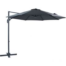 Marisol Parasol Déporté Anthracite/Gris - Parasol Déporté Rectangulaire ø 300cm - Parasol Pied Déporté, structure aluminium - Rotation 360 - Parasol