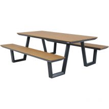 AXI - Nori Table de Pique-Nique en teck & Anthracite pour 6 personnes Table de pique-nique / Picnic Table / Banc de pique-nique pour adultes en